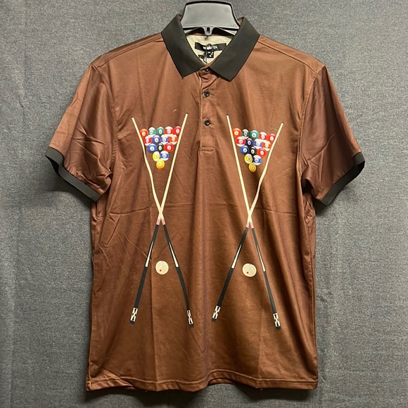 💥3/$15💥NWT - Fashion Nova Men Cue Club Short Sleeve Polo, Brown - Medium - Picture 4 of 13